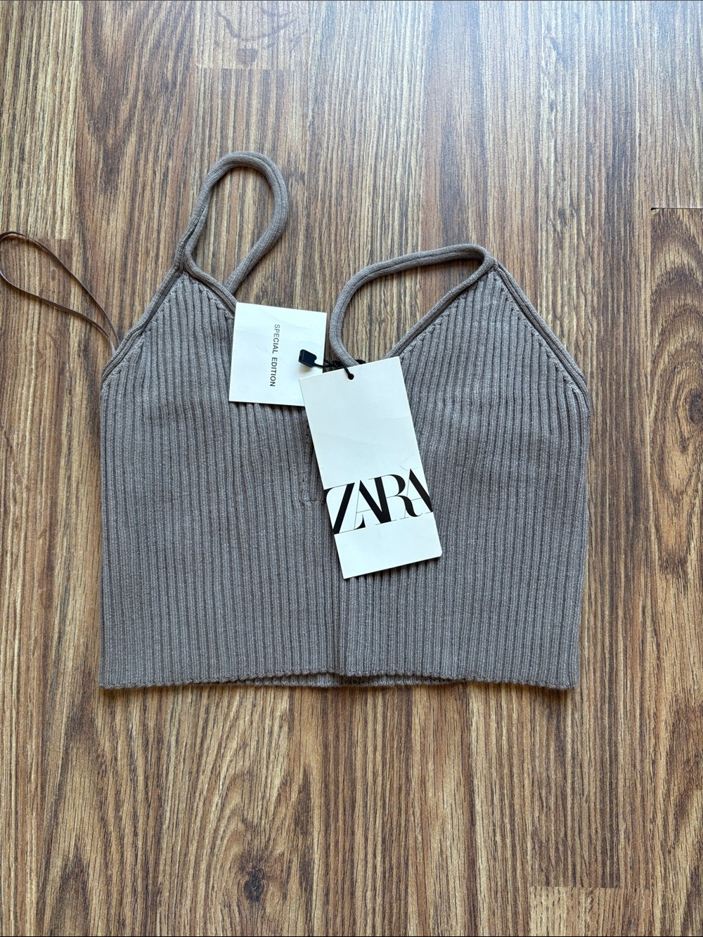 Zara Taupe Ribbed Knit Cami